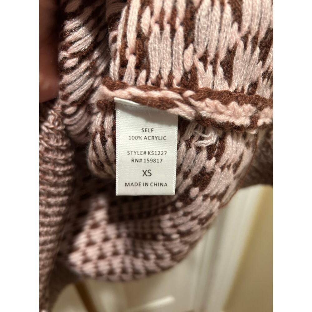 Altar’d State Elsa Chunky Knit Sweater, Burgundy/Pink, XS - Picture 5 of 9